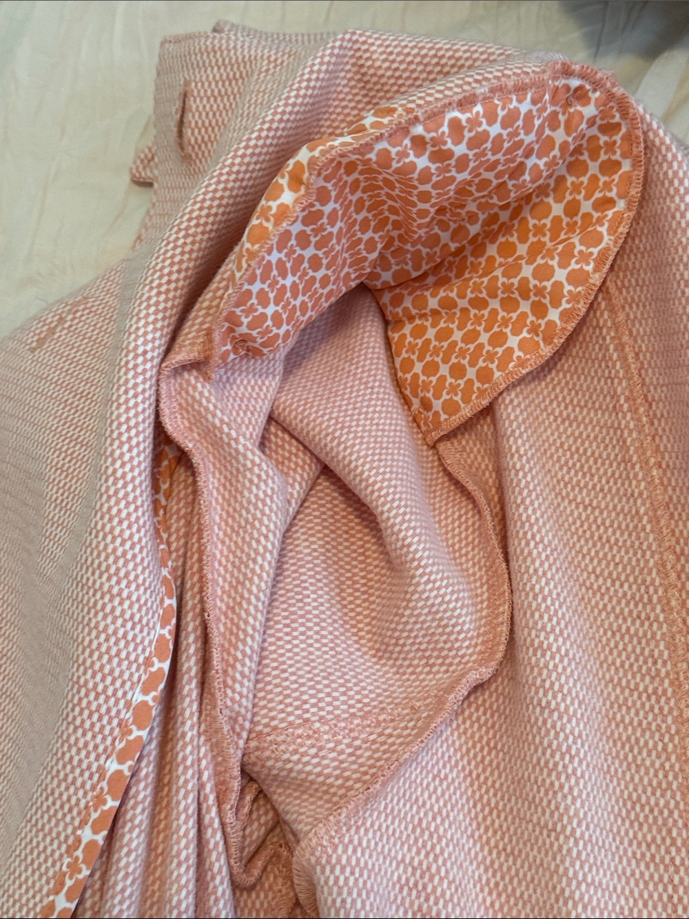 CAbi Peach-Pink Textured Button-Front Trench Coat - Picture 9 of 11